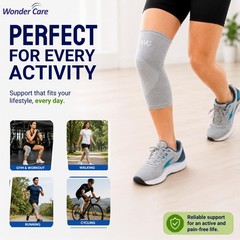 Wonder Care 1 Pc Bamboo Knee Sleeves for Men/Women, Support Medium, Grey