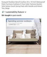 Favoyard Outdoor Bench Cushion 45 x 18 Inch Waterproof 45 x 18 In, Beige