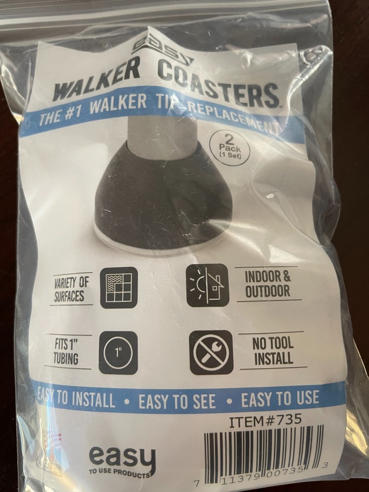 Easy Walker Coasters new in package fits 1 inch tubing indoor/outdoor white/gray