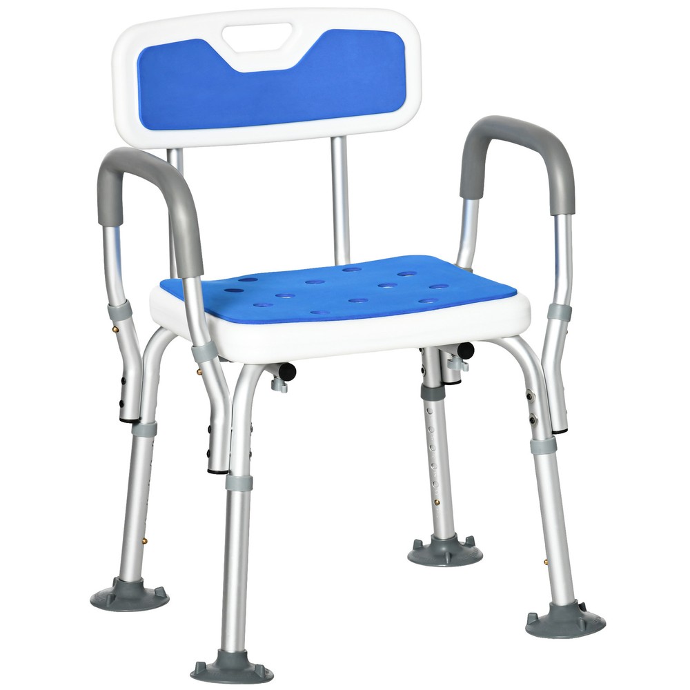 EVA Padded Shower Chair w/ Arms and Back for Seniors Disabled Tool-Free Assembly