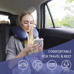Fabuday Travel Pillow Memory Foam – Head Neck Support Adult Size, Blue