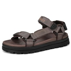 Mens 3 Adjustable Hook-and-Loop Straps Sport Sandals | Comfortable 7.5 Brown