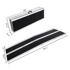 96″ Long Aluminum Multifold Wheelchair Scooter Mobility Ramp 600lb Capacity