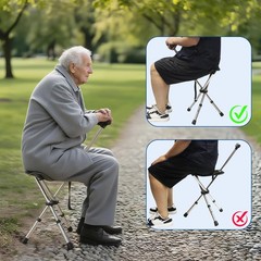 FATTCHIAR Cane with Seat, Walking Stick Seats, Chair 22″-34″, Black