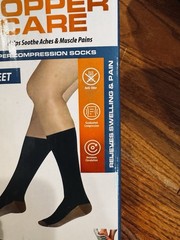 Lot Of (4) Pair Copper Care Compression Socks Soothes Aches & Pains