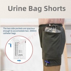1Pack Men Women Incontinence Care Trousers Catheter Leg Bag Shorts with Pockets