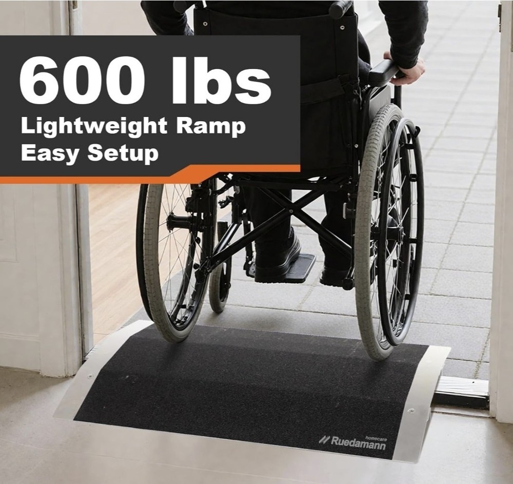Ruedamann 1″ Aluminum Threshold Ramp Wheelchair Scooter Door Bridge 600lb
