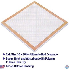 Extra Thick Ultra Absorbent Disposable Underpads XL 30×36, 50 Count, Peach