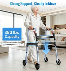 Lightweight Foldable Walker for Seniors – 350lb Capacity, Adjustable Height, Eas