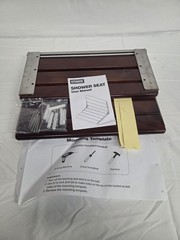 Kitvance Upgraded 20″ ADA Compliant Folding Teak Shower Seat Wall Mount Open Box