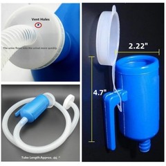 Portable Male Urinal 2000ML 68oz with Tube Blue Spill Proof Reusable Pee Bottle