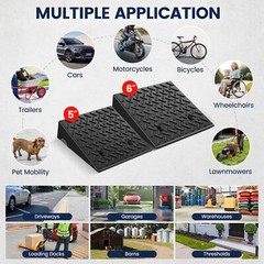 2x Driveway Ramp 6“ Curb Rubber Heavy Duty Threshold Ramp 8818 lbs Load w/Bolts