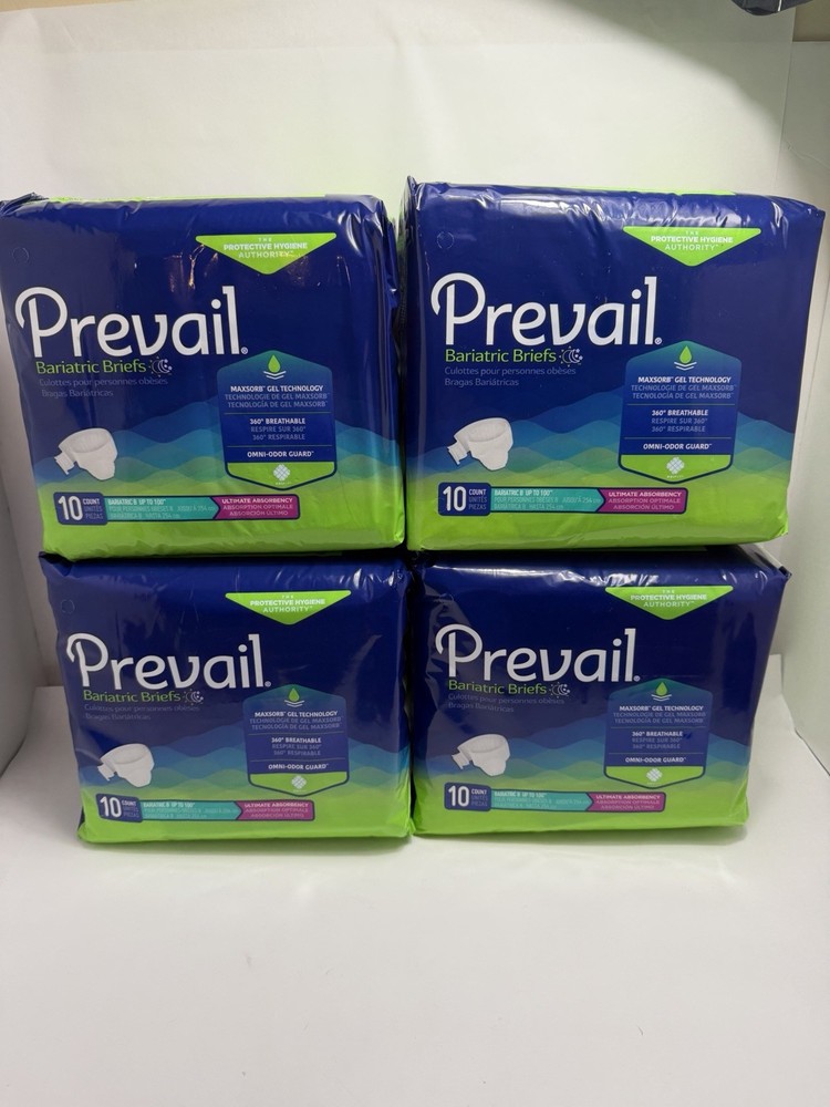 Prevail Bariatric Briefs, Ultimate Absorbency, Size B (3X-Large), 40 Diapers