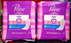 2 Packages – Poise Incontinence Pads – Regular Length – Level 4 – 40 total