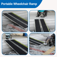 6/7/8/10 ft Non-Skid Foldable Mobility Wheelchair Aluminum Ramp For Step 2 Folds