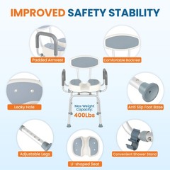 Rotating Bariatric Bath Chair Full Armrest Back Support