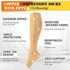 Gradient Outdoor Sports Zipper Compression Anti Embolism Stocking Support Socks