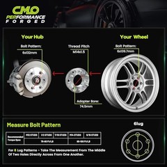 6×132 to 6×139.7 Wheel Adapters 25mm (1″) 74.5mm Bore M14x1.5 Studs (2pcs) |