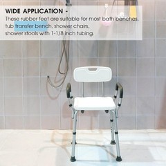 4 Pack Replacement Rubber Feet for Shower Chairs – Safe Non-Slip Tips 1-1/8″ I.D