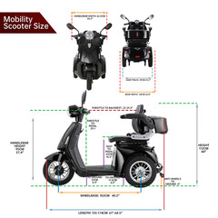 3 Wheels Heavy Duty Mobility Scooters for Seniors 800W 60V 20AH 330lbs 36 Miles