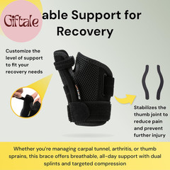 Thumb Spica Splint Brace Right Left Hand Women and Men, CMC with Thumb Support,
