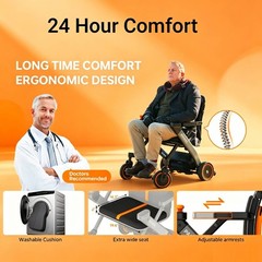18 Miles Rang Foldable Electric Wheelchair Intelligent All Terrain Rollator 400W