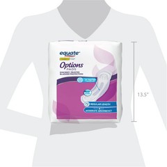 Equate Options Moderate Absorbency Regular Length Pads Value Pack, 72 count
