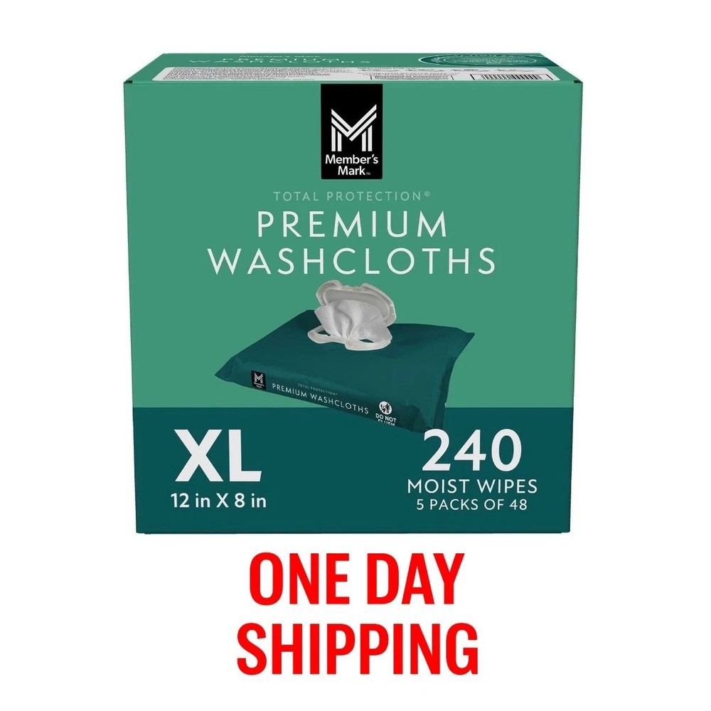Member’s Mark Adult Washcloths 240ct Bulk Pack Soft Durable