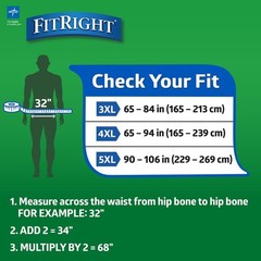 FitRight Bariatric Adult Incontinence Briefs with Tabs, Super Absorbent, 4XL, 65