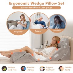 6pcs Orthopedic Bed Wedge Pillow Set Post Surgery Memory Foam for Back Neck Leg