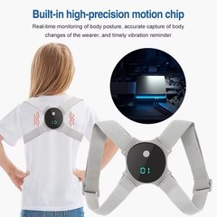 Smart Posture Corrector Adjustable Back & Shoulder Brace Gray Vibration Reminder