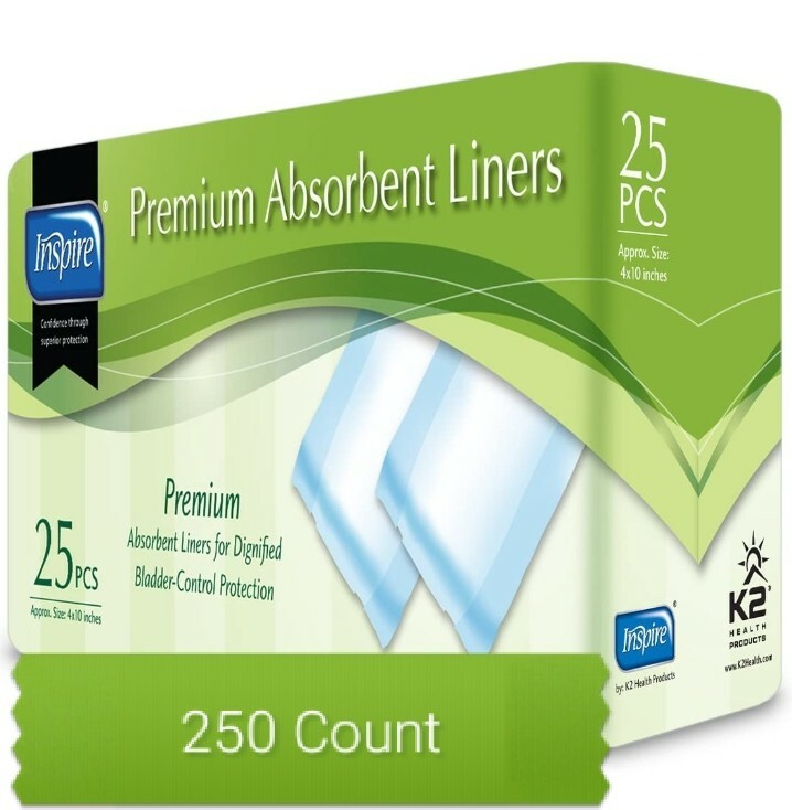 10 packs Inspire Premium Absorbent Liners 25 PCS 4×10 Inches 250 ct