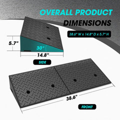 1Pcs 5.7″ Rise Rubber Curb Ramp Heavy Duty Loading Driveway Ramp Threshold Ramp