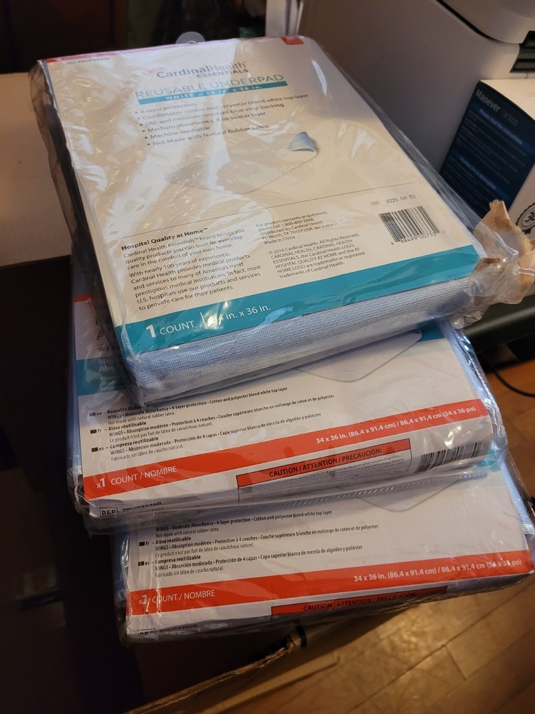 BULK BUY! Lot of 3 Cardinal Health Essentials Reusable Underpad White 34″ x 36″