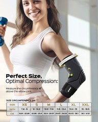 Elbow Compression Sleeve Brace Tendonitis Tennis Golfer Support Black L 2 Pack