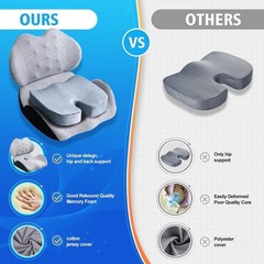 Extra Large Memory Foam Seat Cushion – Lumbar Support Pillow for Sciatica Relief