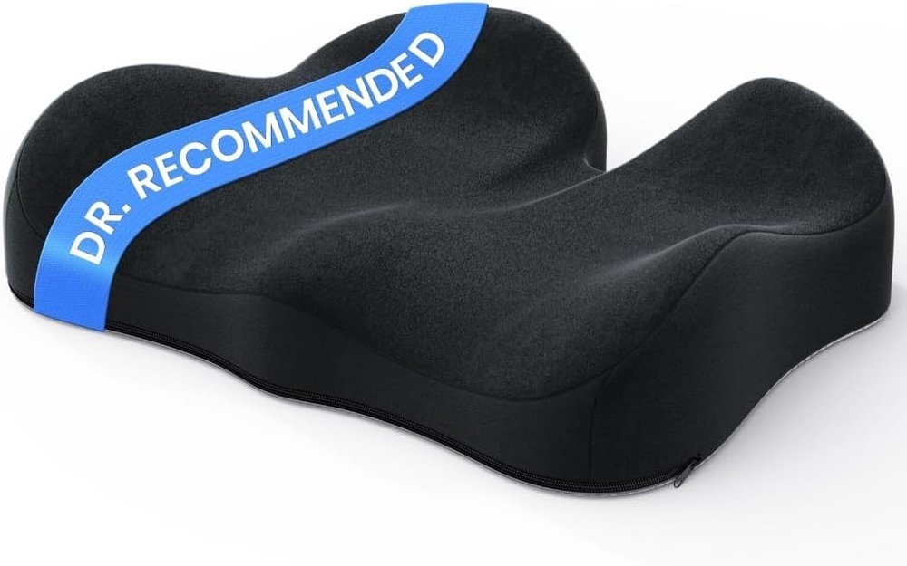 Benazcap Ergonomic Seat Cushion -Large Memory Foam 19 x 17 x 5 inches, Black