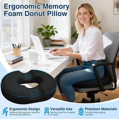 Donut Pillow for Tailbone Pain, Hemorrhoids – Cooling Gel Memory Foam Chair Seat