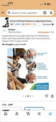 Hinged Elbow Brace Adjustable Post OP ROM Elbow Brace W/Sling Stabilizer (Left)