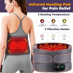 Lumbar Massager, Heated Waist Belt Wrap, Lower Back Massager with Heat Vibration