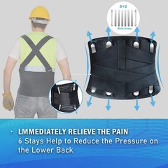 Plus Size Back Support Belt with Removable Straps, Posture Corrector for Heavy L