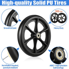 2Pcs Replacement Wheelchair Wheels for Walkers 8 Inch Solid Wheelchair Front Whe