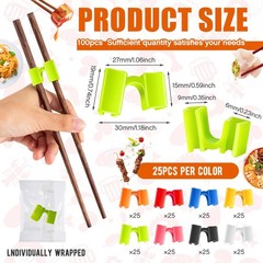 200 PCS Reusable Chopsticks Helper Multicolor Plastic Practice Trainer Chinese