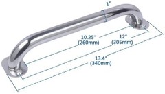Pair Marine Boat Grab Handle Hand Rail with Flange & Stud – 12″ Long Stainless