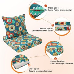 Magpie Fabrics Outdoor Deep Seat 44 inches x 44 inches, Sunfloral Green