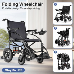 SLF30 Foldable Electric Wheelchair for Adults, 300 Lbs Capacity, Airline Approve