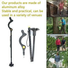 Adjustable Folding Walker Cane for Seniors, 10-Height Levels with Wrist Strap