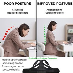 Posturium Posture Corrector for Men & Women – Adjustable Back Medium, Black