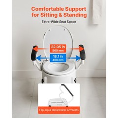 Uimoso Adjustable Raised Toilet Seat with Arms for Seniors, Supports 300 lbs