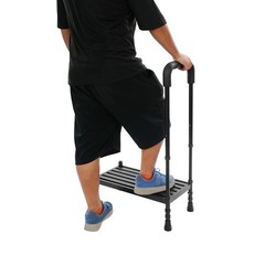 Step Stool with Handle, Adult Ramp with Handrail, Metal Stepping Stool black